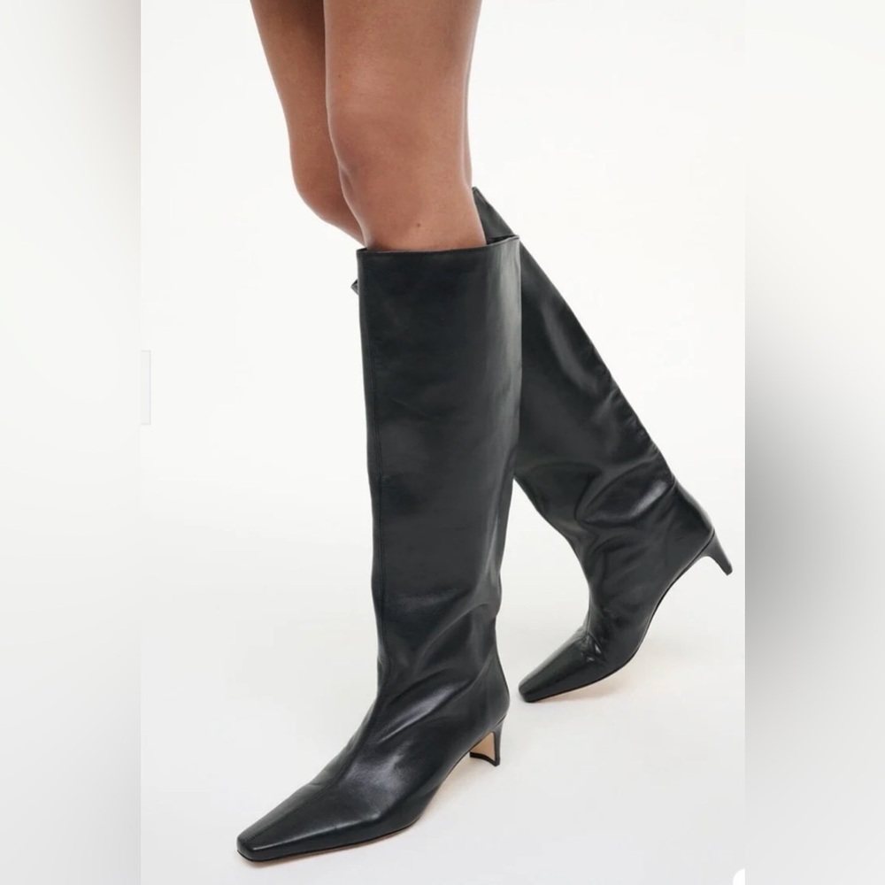 STAUD Black Leather Heeled Boots 38.5